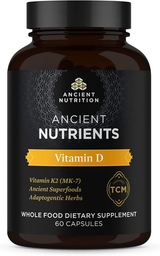 Ancient Nutrition Vitamin D Supplement, 5,000 IU Vitamin D for Immune Support, Made from Bone Broth and Mushroom Extract, Supports Healthy Inflammation, Paleo and Keto Friendly, 60 Capsules