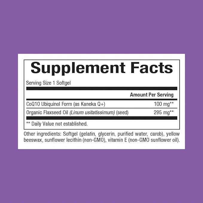 Natural Factors Ubiquinol Active CoQ10 100 mg, High-Absorption Coenzyme Q10 Supplement for Energy, Heart and Cognitive Support, 120 Softgels