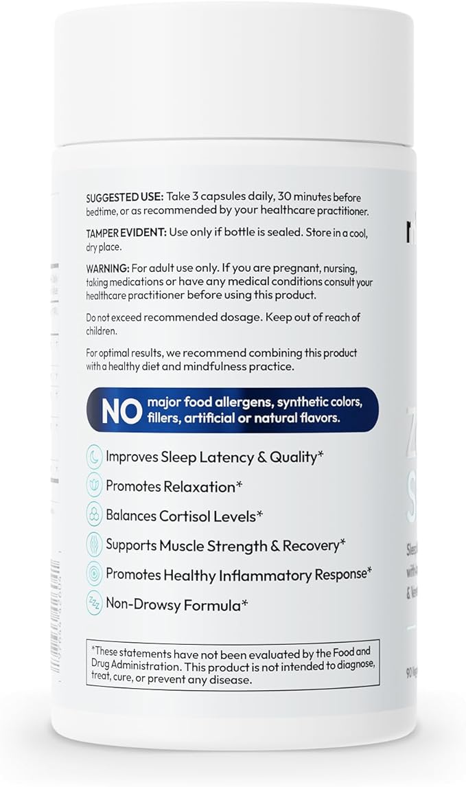 Mida Health® Zenful Sleep 6-in-1 Natural Sleep Aid for Adults Without Melatonin | Deep Sleep Supplement with Ashwagandha KSM-66® and Venetron® | Supports Cortisol Balance | 90 Capsules