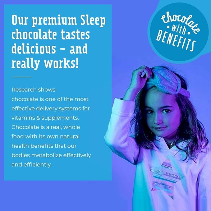 Good Day Chocolate Melatonin for Kids [50 Count] - Fair Trade Non-GMO Chocolate with Chamomile and Melatonin 1 mg - Toddler Melatonin, Kids Natural Sleep Aid for Ages 3 and Up