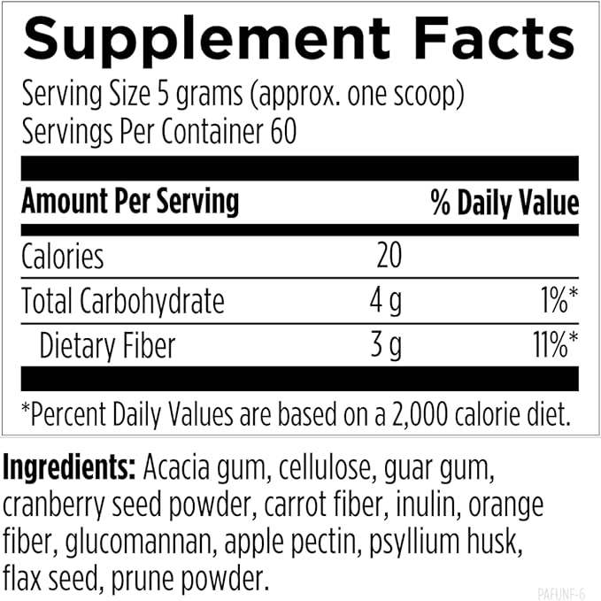 Designs for Health PaleoFiber - 12 Digestive Fiber Blend Powder Supplement with Psyllium Husk, Flax + Apple Pectin - Prebiotic Gut Support, Unflavored + Unsweetened - Vegan (60 Servings / 300g)