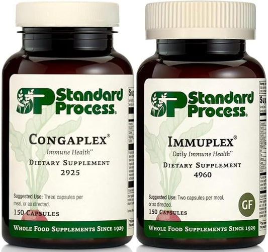 Standard Process Immune Support Bundle - Immuplex & Congaplex Supplement Set - Dietary Supplements for Immune System Health Support - Gluten-Free Supplements with Ribonucleic Acid & Vitamin C