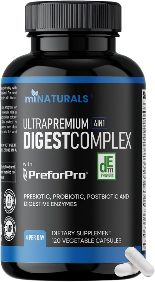 All-in-one Prebiotic Probiotic & Postbiotic for Women & Men, Gut & Digestive Support Supplement Including Digestive Enzymes 120 Capsules