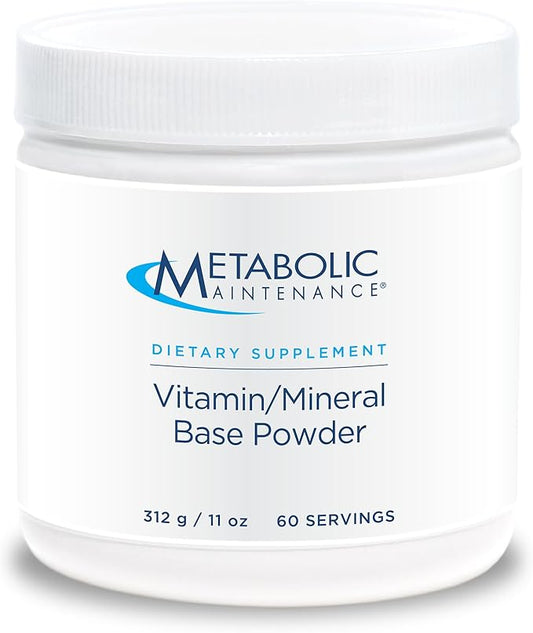 Metabolic Maintenance Vitamin Mineral Base Powder - Iron Free Multivitamin with Active B Vitamins + Chelated Minerals (312 Grams, 60 Servings)