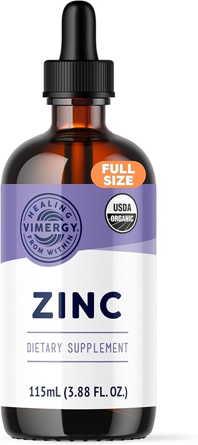 Vimergy Liquid Organic Zinc – Fast-Absorbing Immune Support* – Promotes Healthy Bones & Skin – USDA Certified Organic, Vegan, Non-GMO – 57 Servings (115 mL)