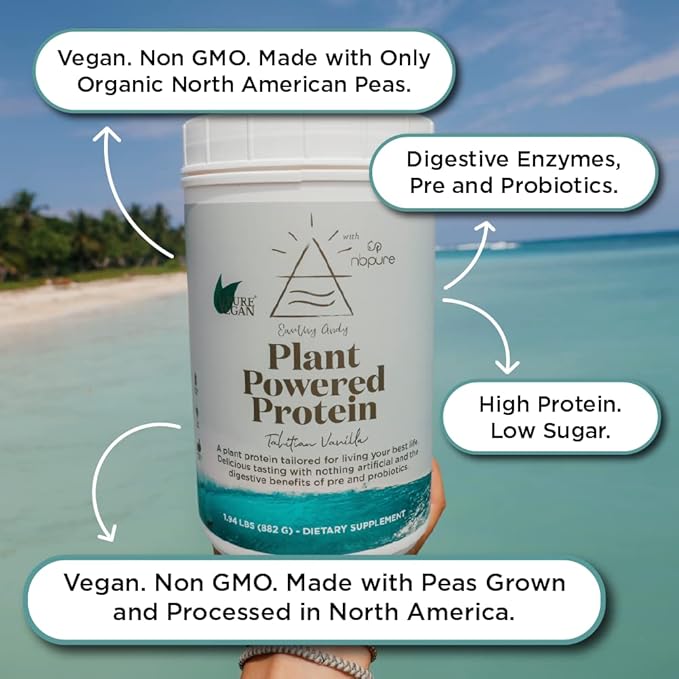 nbpure Earthy Andy Plant Powered Protein, Gluten-Free, Non-GMO, Cruelty Free Pea Protein Powder, Vanilla, 30 Servings