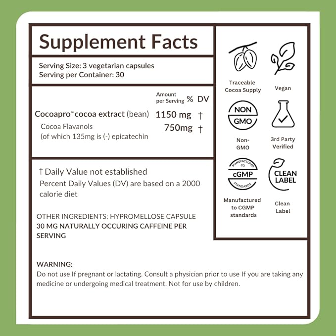 CocoaVia Memory+ Brain Supplement, 90 Day, 750 mg Cocoa Flavanols, Memory & Brain Booster, Vegan, Plant Based, Gluten Free, 270 Capsules