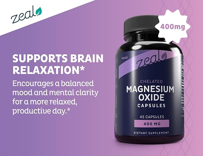 Zeal Premium Chelated Magnesium Oxide (400mg | 45 Capsules)