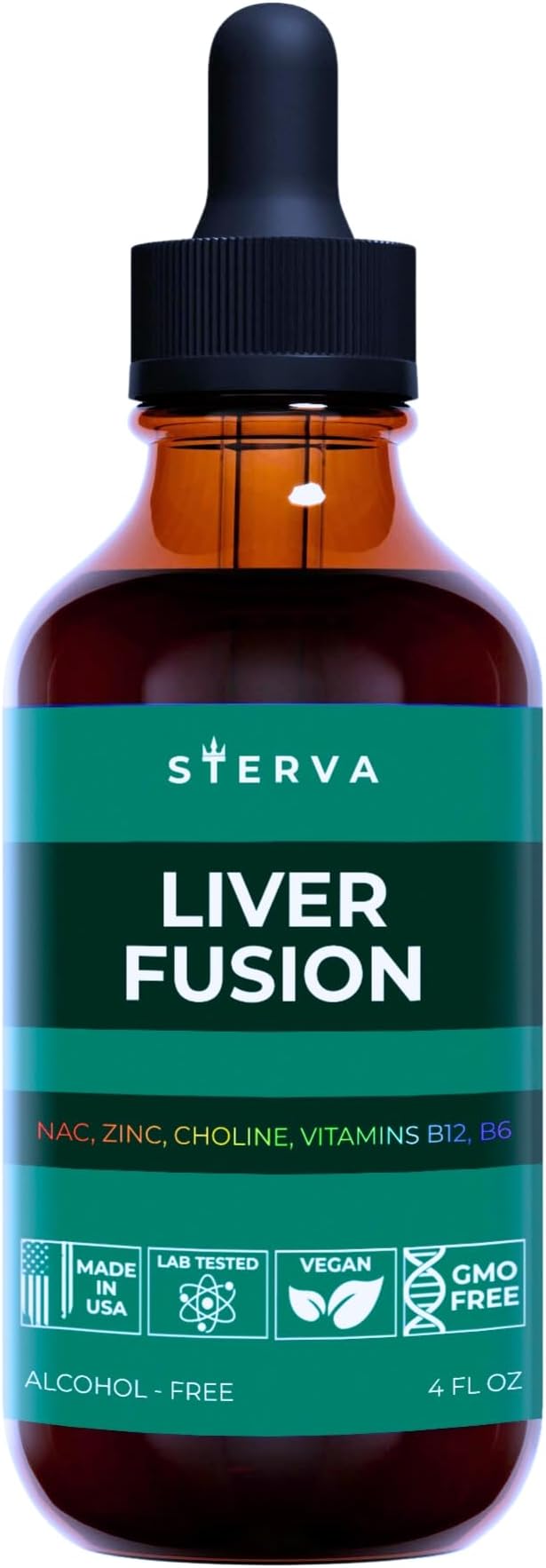 Liver Fusion Liquid Supplement - NAC, Choline, Zinc, Vitamins B12, B6 - Milk Thistle, Dandelion Tincture - Liver Detox and Repair - Silymarin Supplement - Drops - (4 Fl Oz)
