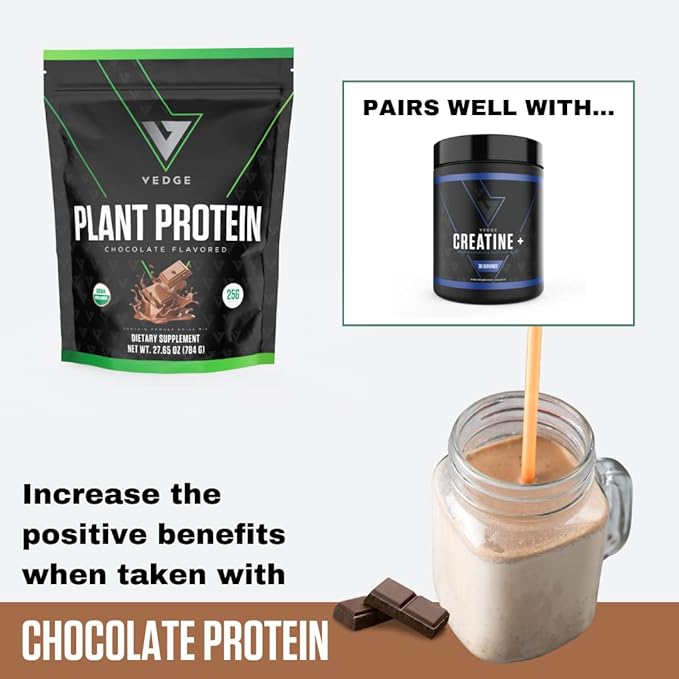 vedge Certified Organic Plant Protein Chocolate Flavor (20 Servings) - Plant-Based Vegan Protein Powder, USDA Organic, Gluten Free, Non Dairy Nutrition Plant Protein