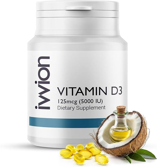 Certified Preservative-Free Vitamin D3 5000 IU Softgels Capsules - Gluten Free, Non-GMO - Vitamin D Supplement Support for Healthy Bones Muscle and Immune System, Made in UK, 365 Count (1 year supply)