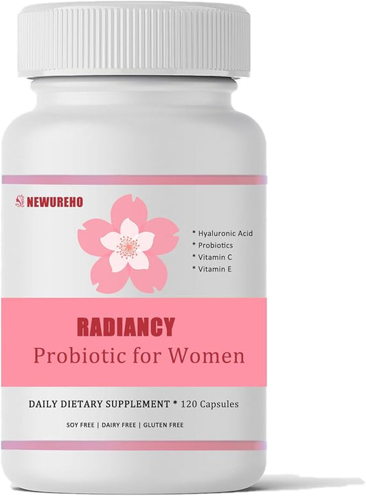 Radiancy Probiotic for Women, True Fem 4-in-1 Vaginal Probiotics for Vaginal Dryness & PH Balance | 2,000mg Multi-Collagen Blend, Hyaluronic Acid, Organic Prebiotics, Vitamin C & E (30-Day Supply)