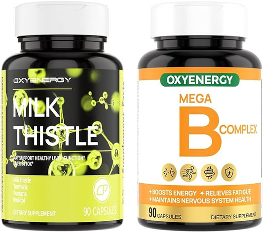 OxyEnergy Milk Thistle 300mg & Mega Vitamin B Complex Capsules