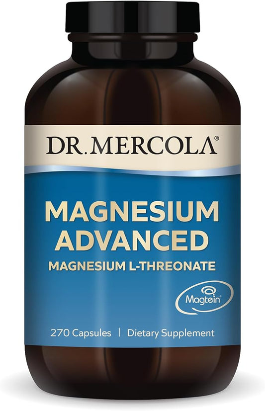 Dr. Mercola Magnesium Advanced - Supports Bone, Joint & Brain Health - Contributes to More Restful Sleep - Non-GMO, Gluten-Free & Soy-Free - 270 Capsules (90 Servings)