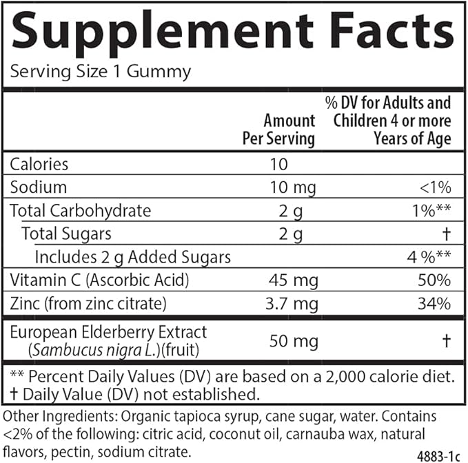 Carlson - Kid's Black Elderberry Gummies. with Vitamin C & Zinc, Immune Support, 60 Gummies