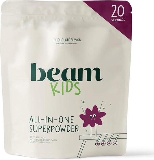 Beam Kids All in One Superfood Powder, Nutritional Shake, Organic Greens, Probiotics, Vitamins, Immune Support, Gut Health, Superfood Drink, Daily Nutrition for Children, No Artificial Sweeteners
