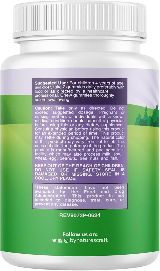 Natures Craft Tasty Kids Calcium Gummies - Vitamin D & Calcium Gummies for Children - Vitamin with & D for Muscle Bone Development Gelatin-Free Kosher Childrens 30ct (2 Pack)
