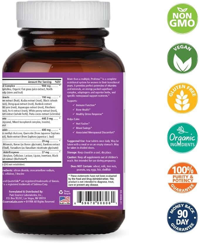 Pure Essence Labs ProFema - Multivitamin for Women - Natural Menopause Relief Supplement - Promotes Hormone Balance, Reduces Hot Flashes, Mood Swings, Night Sweats (120 Capsules)