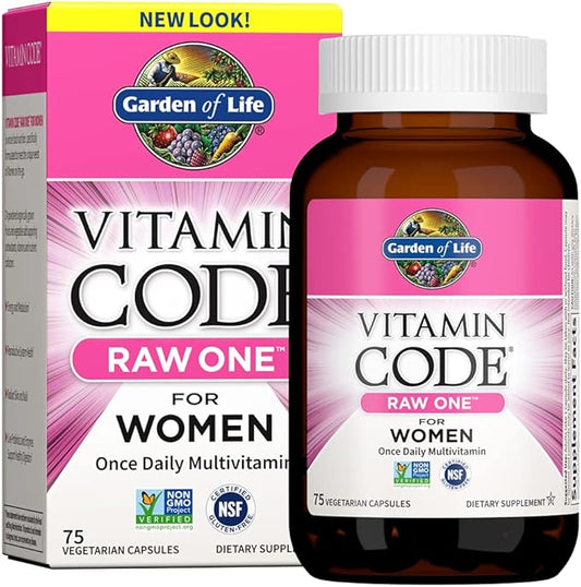 Garden of Life Vitamin Code Raw One Once Daily Multivitamin Capsules, Fruits, Veggies, Probiotics for Womens Health, Vegetarian, Gluten Free, 75 Count
