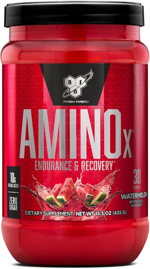 BSN Amino X Muscle Recovery & Endurance Powder with BCAAs, Intra Workout Support, 10 Grams of Amino Acids, Keto Friendly, Caffeine Free, Flavor: Watermelon, 30 Servings (Packaging May Vary)