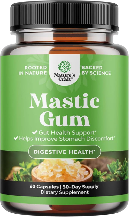 High Strength Mastic Gum Capsules - Herbal Digestion Supplement Providing Upset Stomach Relief for Adults - Vegan Non-GMO Gluten Free & Made in US GMP Facility - Gentle & Soothing (30 Servings)