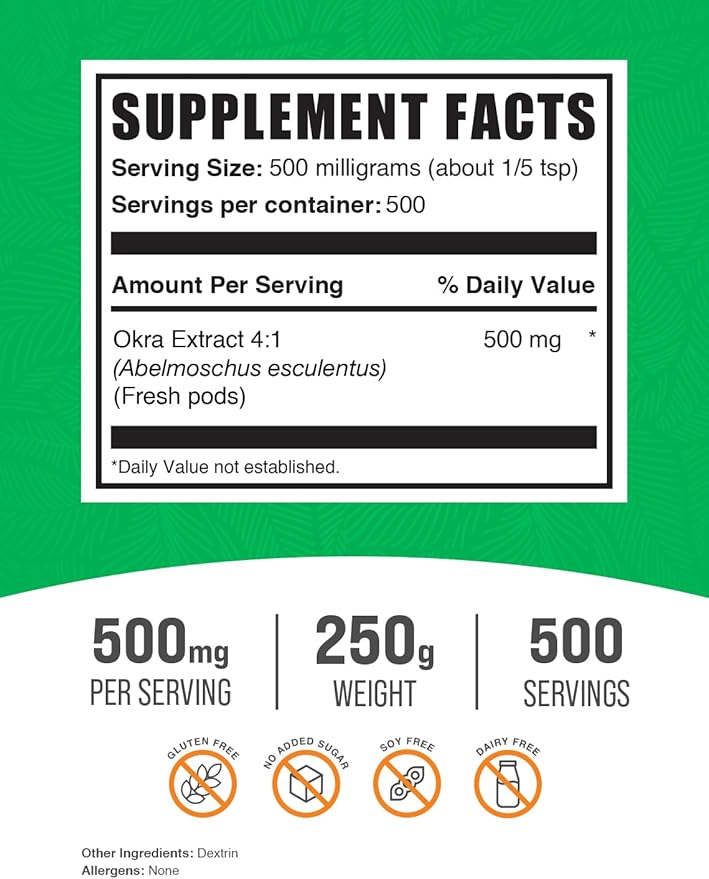 BulkSupplements.com Okra Extract Powder - Digestion Supplement - Bowel Movement Supplements (250 Grams - 8.8 oz)