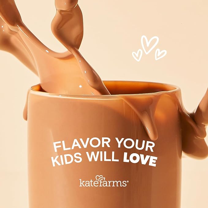 KATE FARMS Organic Pediatric Kids Nutrition Shake, Chocolate, 8g protein, 27 Vitamins and Minerals, Meal Replacement, Protein Shake, Gluten Free, Non-GMO, 8.45 oz (6 Pack)