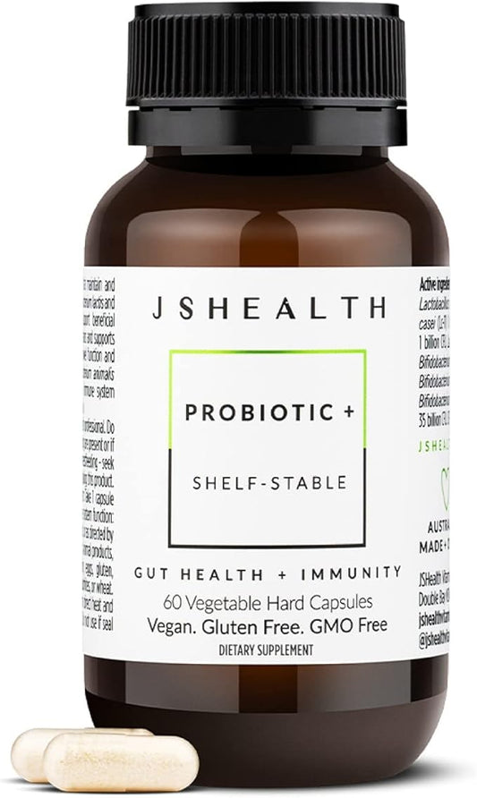 JSHealth Vitamins Gut Health and Immunity Formula | Probiotics for Women and Men | Shelf Stable Probiotic Supplement for Digestive Health and Immune Support (60)