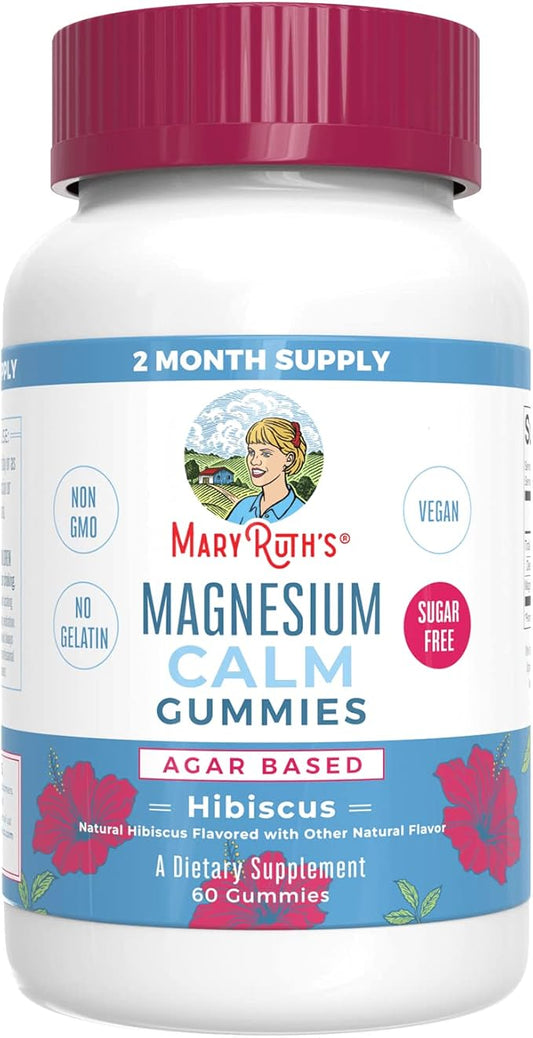 MaryRuth Organics Calm Magnesium Citrate Gummies | 2 Month Supply | Sugar Free | Magnesium Supplement for Adults | Stress Relief | Bone Health | Vegan | 60 Count