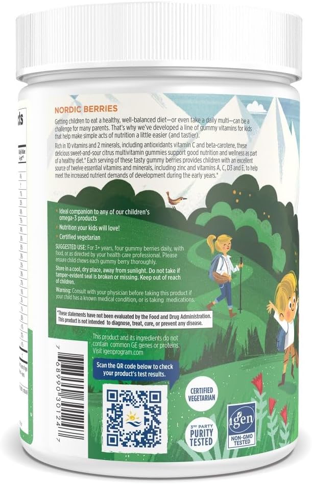 Nordic Naturals Nordic Berries, Citrus - 200 Gummy Berries - Great-Tasting Multivitamin for Ages 2+ - Growth, Development, Optimal Wellness - Non-GMO, Vegetarian - 50 Servings