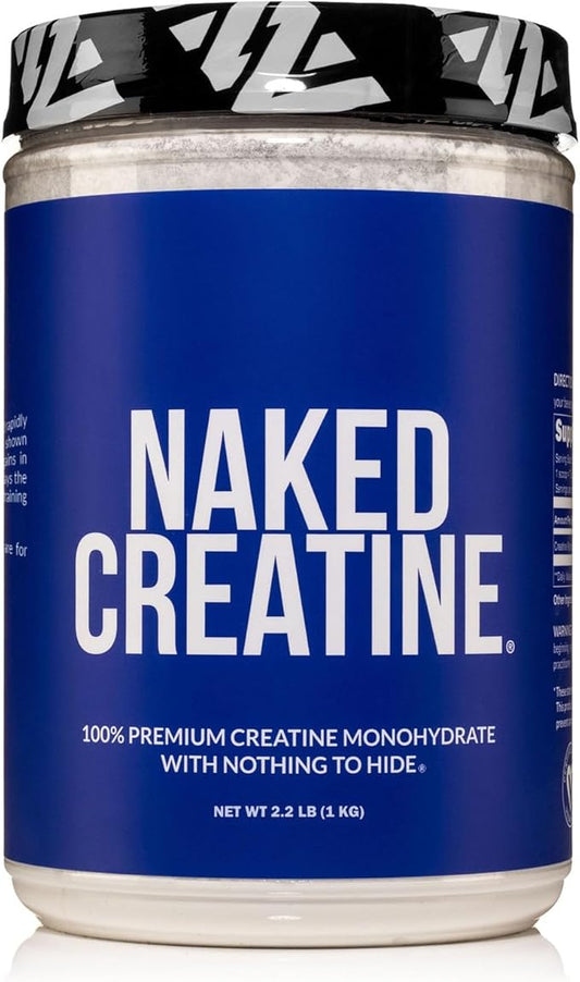 Pure Creatine Monohydrate – 200 Servings - 1,000 Grams, 2.2lb Bulk, Vegan, Non-GMO, Gluten Free, Soy Free. Aid Strength Gains, No Artificial Ingredients - Naked CREATINE