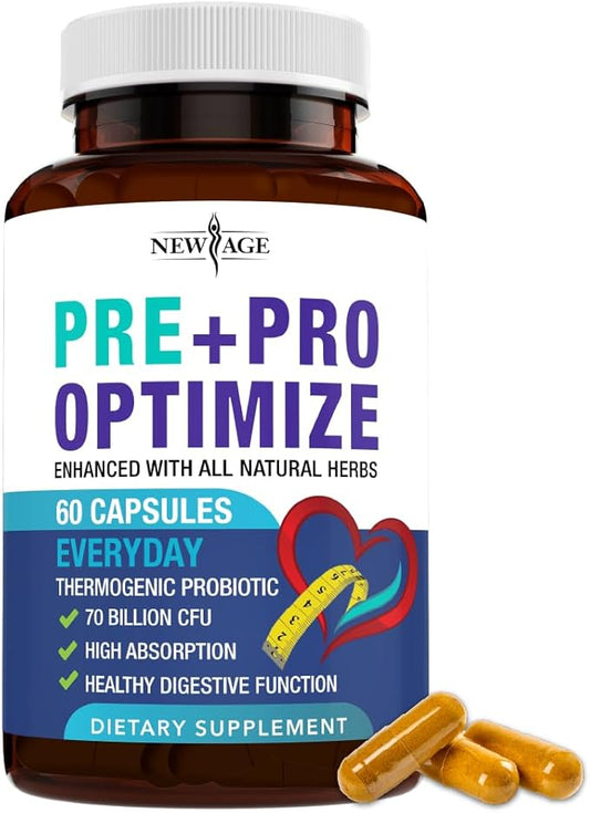 NEW AGE Pro Optimize Probiotics for Women, Menopause, Digestive Health - Support for Bloating, Hot Flashes, Joint Support, Night Sweats - Gut Health & Metabolism - Dong Quai (60 (Pack of 1))