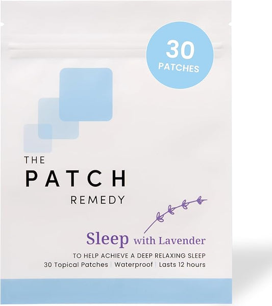 Sleep Patches with Lavender - 30 Topical Patches for Better Sleep with Magnesium Glycinate, Valerian Root Extract, Passionflower & Hops, Waterproof, 12 Hours, Transdermal Support