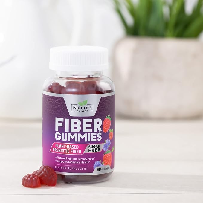 Sugar Free Fiber Gummies for Adults, Daily Prebiotic Natural Soluble Fiber Supplement & Digestive Health Support - Regularity & Digestion Health Support, Plant Based Berry Flavor - 60 Gummies