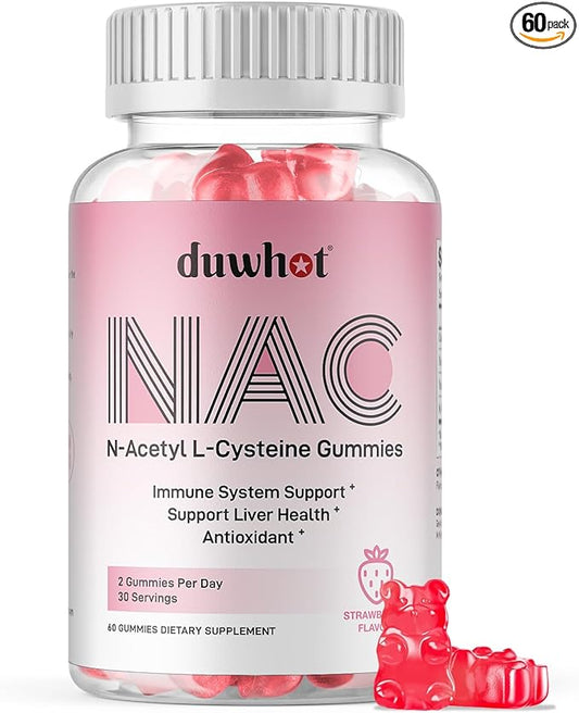 NAC Gummies 600mg, N Acetyl Cysteine Supplement NAC Chewable for Antioxidants & Immune Support, Lung & Liver Health, Natural Strawberry Flavor, 60ct