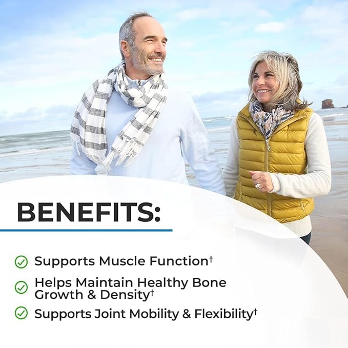 Bone Strength Supplement with Calcium Magnesium Vitamin D3 K2 Zinc (60 Day Supply) 8 Bone Building Nutrients for Bone & Muscle Support - High Absorption Non-Constipating Formula - 240 Veggie Capsules