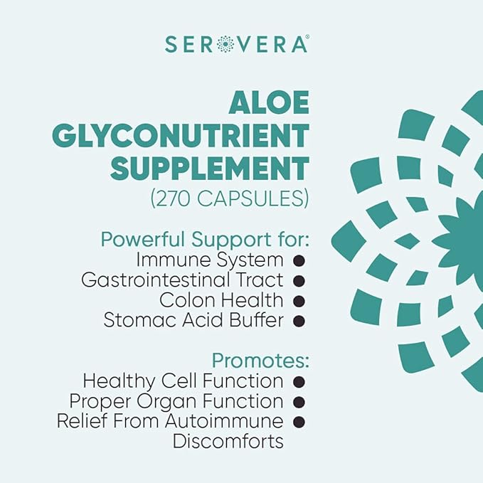 AMP Aloe Glyconutrient Supplement - Support Immune System, Digestive Tract, and Colon Health 270 caps