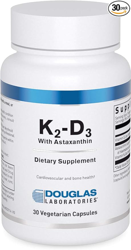 Douglas Laboratories K2-D3 with Astaxanthin - Antioxidant Support for Bones, Immune Function & Vascular Health* - With Menaquinone-7 & D Vitamin - 30 Vegetarian Capsules