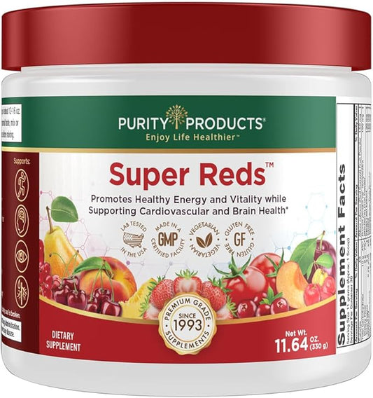 Purity Products Super Reds Powder Phytonutrient Superfood Drink Mix w/FloraGLO Lutein - Phytonutrient Blend containing Polyphenols, Antioxidants & More - 330 Grams - 30 Day Supply