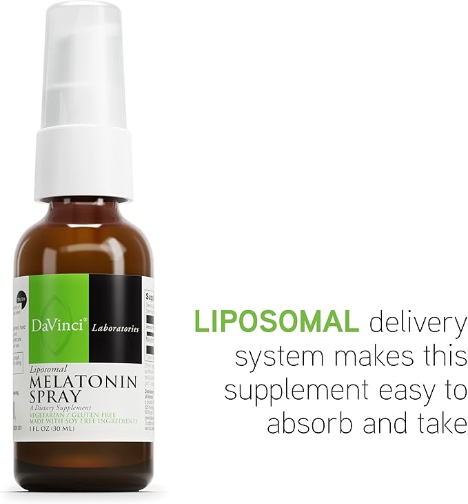 DAVINCI Labs Liposomal Melatonin Spray - Sleep Support Supplement - Bedtime Spray with 3mg Melatonin Per Serving - Fast-Acting Formula - Supports Restful Sleep - 30 mL