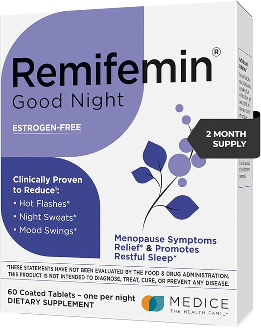 Good Night - Menopause Symptoms Relief & Restful Sleep Support - Clinically Proven Ingredients - Menopause Supplements - Black Cohosh - Estrogen-Free - Made in Germany - 60 Tablets