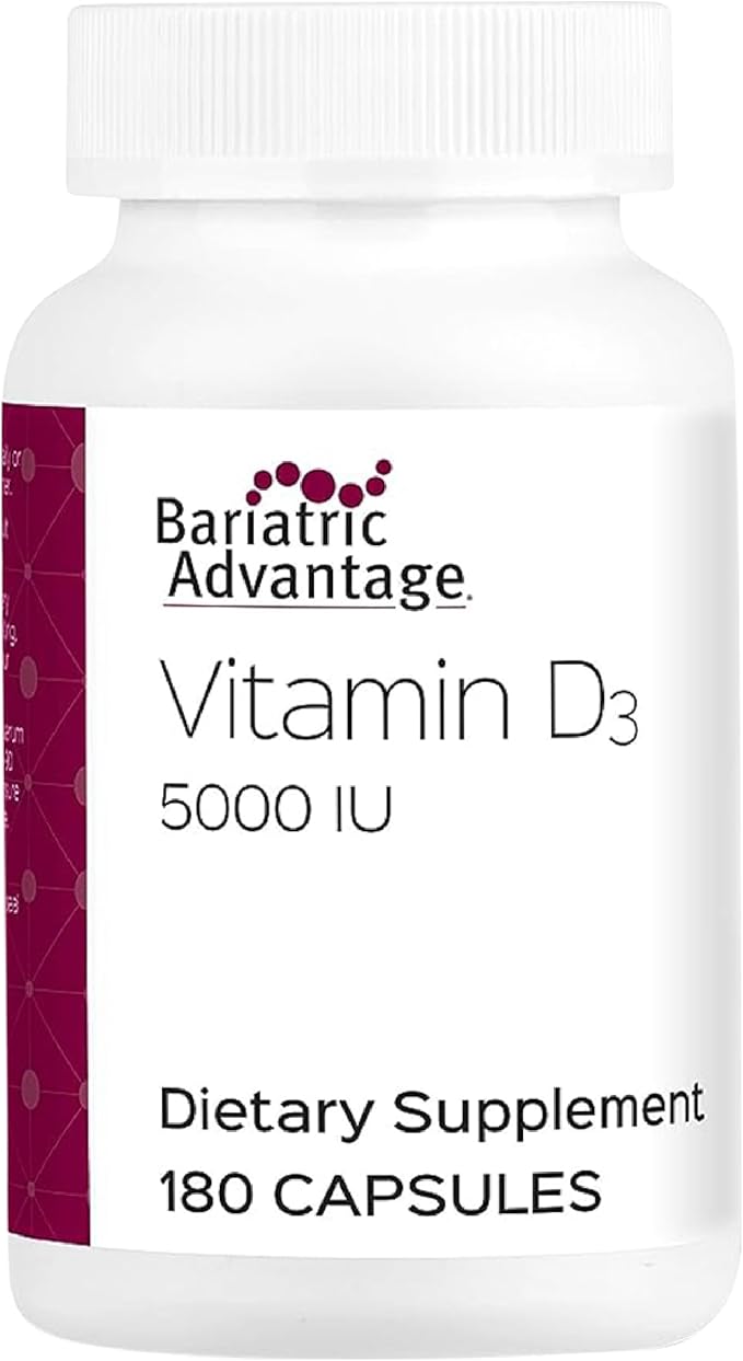 Bariatric Advantage Vitamin D3 5,000 IU - Bariatric Vitamin D - Water-Miscible - Bone Strength Support* - Vitamin D Capsule - Easy Swallow Capsule - for Bariatric Patients - 180 Count