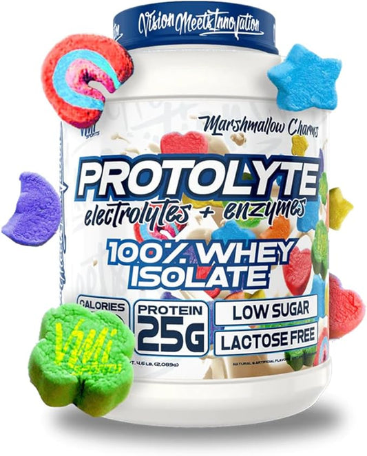 VMI Sports | ProtoLyte Whey Isolate Protein Powder | Low Calorie Whey Protein Powder for Weight Loss | Protein Powder for Muscle Gain | Digestive Enzymes | Non-GMO (Marshmallow Charms, 4.6 Pounds)