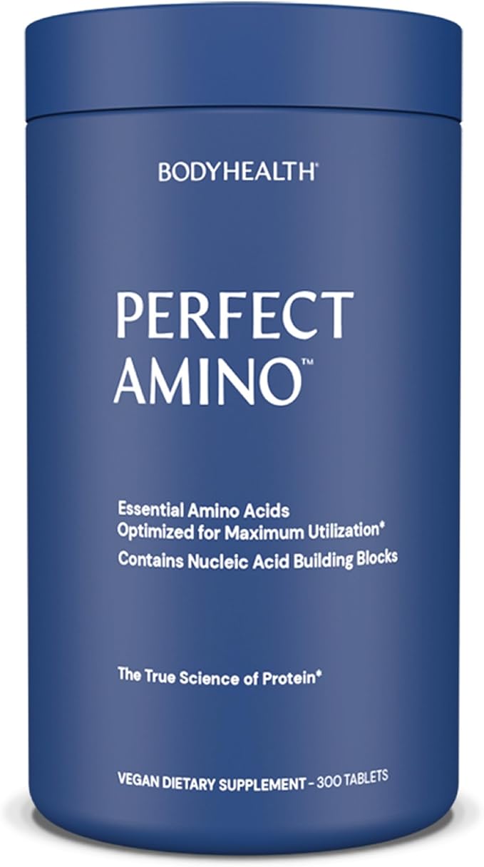BodyHealth PerfectAmino (300 Tablets) Essential Amino Acid Supplement with BCAA and EAA, Muscle Recovery, Boost Energy & Stamina, 99% Utilization, Vegan Branched Chain Protein Pre/Post Workout