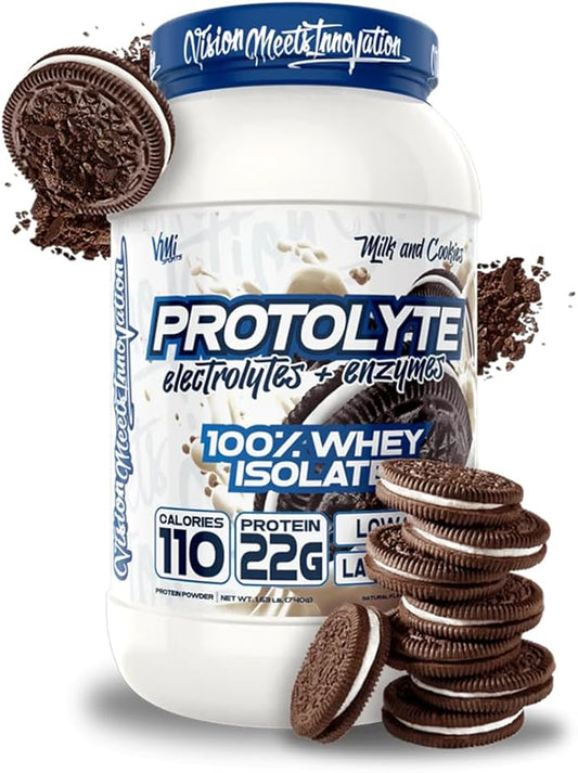 VMI Sports | ProtoLyte Whey Isolate Protein Powder | Low Calorie Whey Protein Powder for Weight Loss | Protein Powder for Muscle Gain | Digestive Enzymes | Non-GMO (Milk and Cookies, 1.6 Pounds)