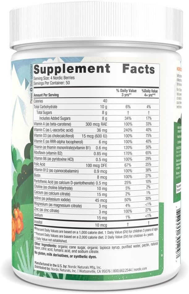 Nordic Naturals Nordic Berries, Citrus - 200 Gummy Berries - Great-Tasting Multivitamin for Ages 2+ - Growth, Development, Optimal Wellness - Non-GMO, Vegetarian - 50 Servings