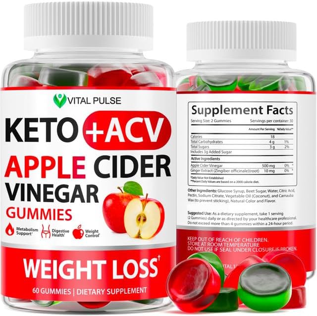 Keto Apple Cider Vinegar Gummies - Immune Boosting, Digestive Aid - 100% Natural, Non-GMO, Gluten-Free, Made in The USA