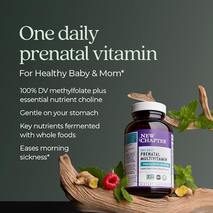 New Chapter Prenatal Vitamins, One Daily Prenatal Multivitamin with Methylfolate + Choline for Healthy Mom & Baby, Gluten Free & Non-GMO, 90 Count