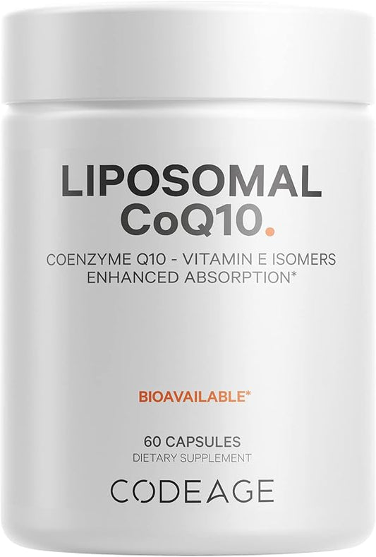Codeage Liposomal CoQ10 Supplement - 125 mg Coenzyme Q10 with Vitamin E Isomers Tocopherols - 2-Month Supply - 1 Capsule Per Serving - Liposomal Delivery - Vegan, Non-GMO, Gluten-Free - 60 Capsules