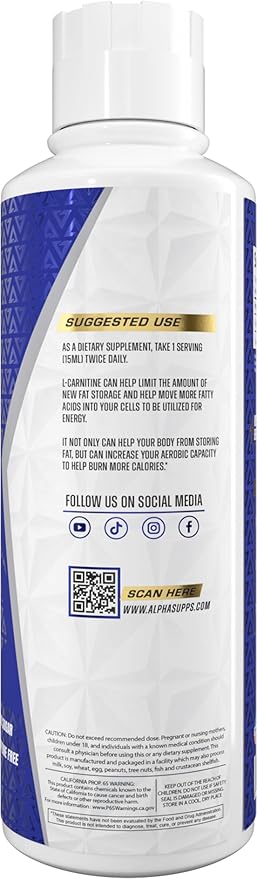 L-Carnitine 3000 mg Liquid | Stimulant-Free Amino Acid | 31 Servings (Bombsicle)